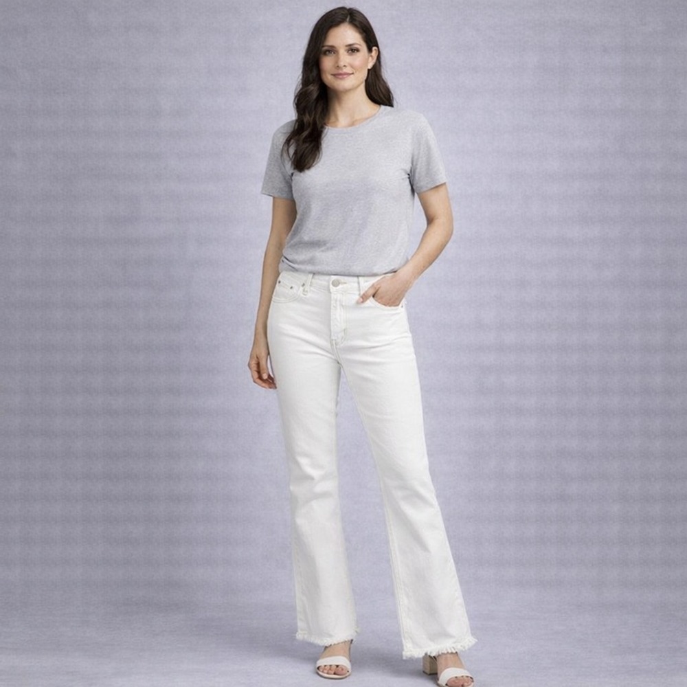 Madewell Cali Demi Bootcut Jeans Women's Size 31 Tall White High Rise Stretch‎